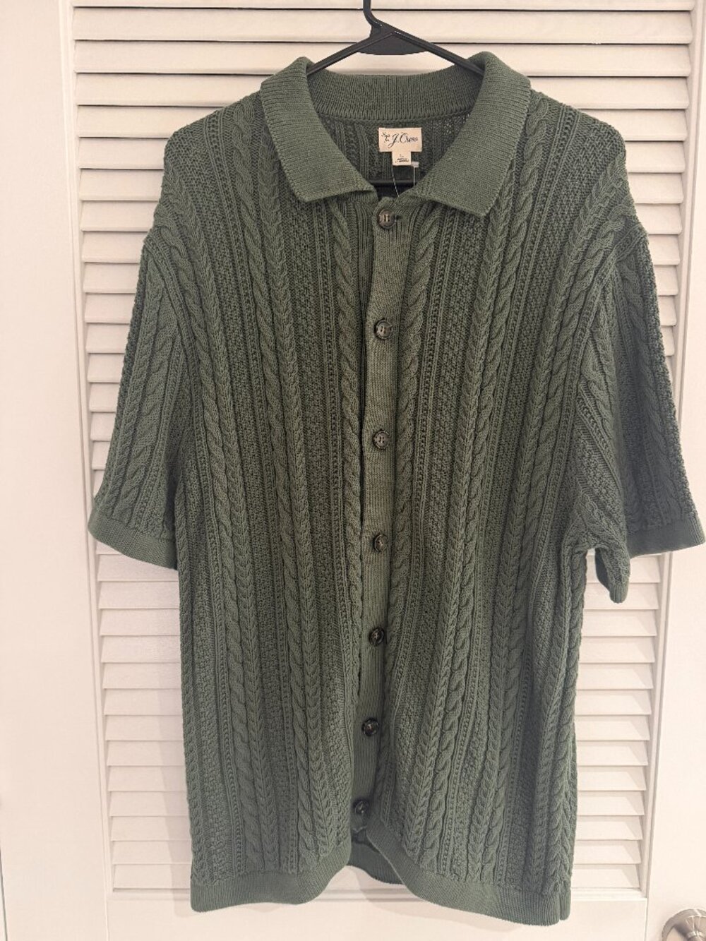 J.Crew Cable-Knit Cardigan Sweater Polo – Sage Green - Men’s Large